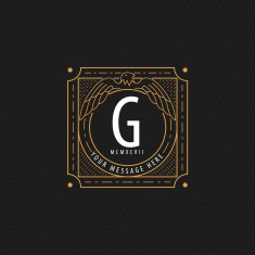 luxury golden linear monogram minimal geometric vintage hipster N2