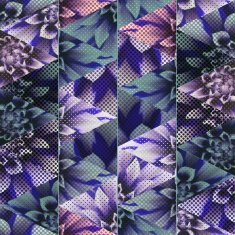 Seamless pattern in quilt style geometric shapes and floral elements