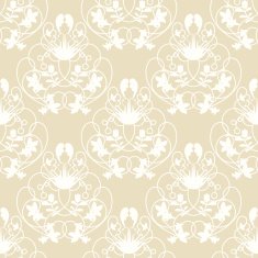 Elegant damask beige seamless vector background with delicate swirl