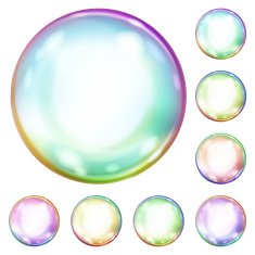 Set of multicolored soap bubbles