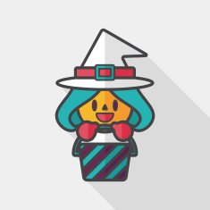 cute witch flat icon with long shadow eps10 N9