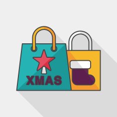 Christmas shopping bag flat icon with long shadow eps10 N5