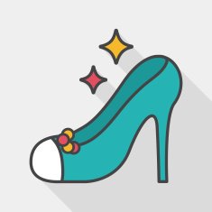 Wedding high-heeled shoes flat icon with long shadow eps10