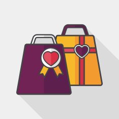 Valentine's Day shopping bag flat icon with long shadow eps10 N5
