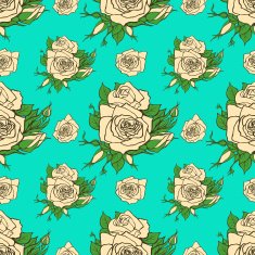 Vector seamless pattern with white roses