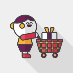 shopping flat icon with long shadow eps10 N5