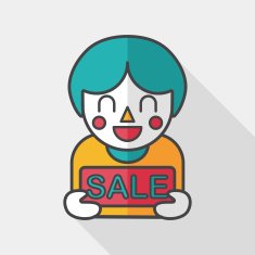 SALE Shopaholic flat icon with long shadow eps10 N16
