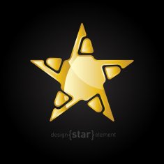 vector Gold Abstract star on black background