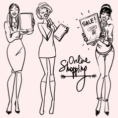 Happy women shopping on-line N2