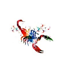 Colorful vector scorpion background with hummingbirds