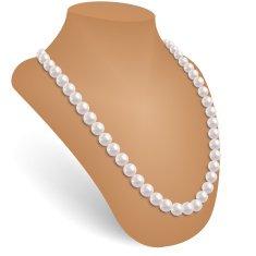 Pearl necklace in the jewelry bust