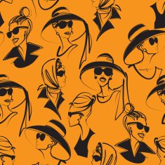 Seamless fashion pattern with elegant women