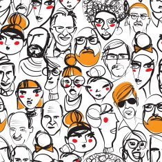 Seamless background pattern with faces