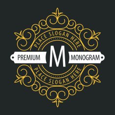premium monogram Flourishes calligraphic logo template elegant l