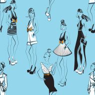 Seamless fashion pattern with elegant women N5