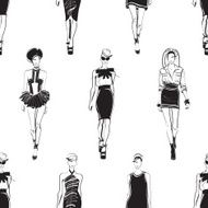 Seamless fashion pattern with elegant women N6