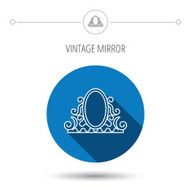 Vintage mirror icon Retro decoration sign N8