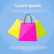 Shopping Bag Colorful Set Flat Design Vector