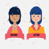 acne girl become pretty girl beautiful concept before and afte