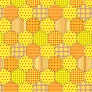 Seamless pattern patchwork yellow fabrics hexagon