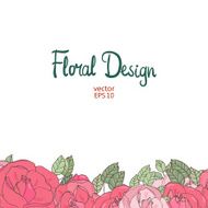 Vintage wedding border with pink roses N9