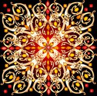 illustration background with gold pattern jewelery and precious stones