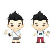 Man using digital map on smartphone