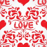 Vector damask seamless pattern background with love word