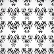 Vector damask seamless pattern background with love word N3