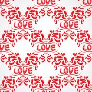 Vector damask seamless pattern background with love word N5