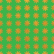 Seamless pattern background on green made of endless gold flowers N2