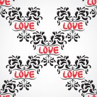 Vector damask seamless pattern background with love word N6