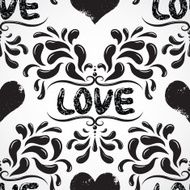 Vector damask seamless pattern background with love word N7