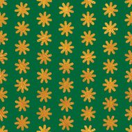Seamless pattern background on green made of endless gold flowers N3