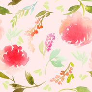 Seamless flowers pattern Watercolor