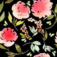 Seamless flowers pattern Watercolor N4