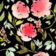 Seamless flowers pattern Watercolor N7