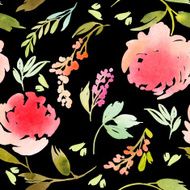 Seamless flowers pattern Watercolor N14