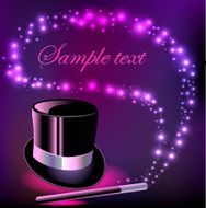 illustration background with a hat and magic wand