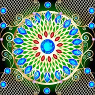 illustration background with a circular gold ornaments precious stones N2