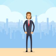 Businessman Serious Full Length Business Man City Skyscraper