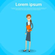 Businesswoman Document Full Length Flat Icon Vector N2