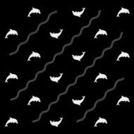 Geometric simple monochrome minimalistic vector marine pattern dolphins N8