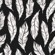 Abstract art Deco seamless pattern with feathers symbols N2