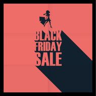 Black friday sale poster Long shadow typography on red background