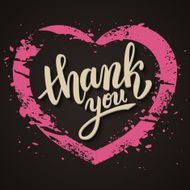 Thank you handwritten vector illustration brush pen lettering pink heart