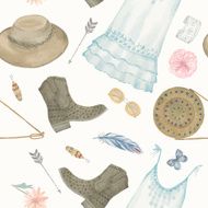 Watercolor fashion seamless pattern
