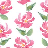 red watercolor flowers seamless pattern N2