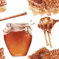 Seamless pattern with honey Watercolor illustration N2