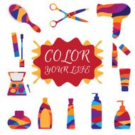 Set of beauty make-up and hairdressing icons
